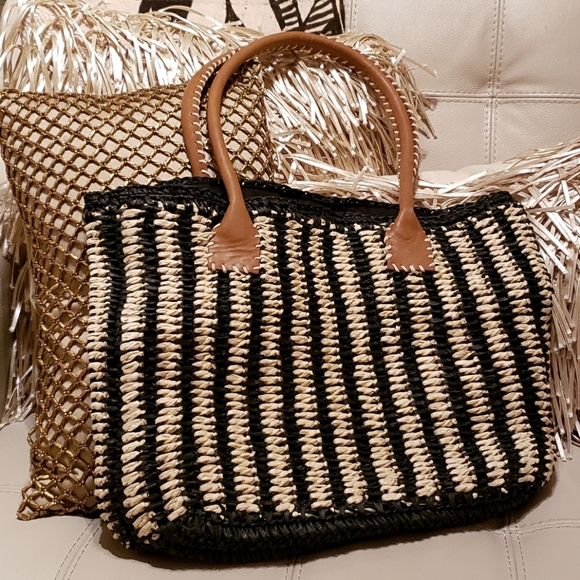 Straw Studios Handbags - Straw Studios Black and Tan Bag